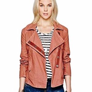 Free People Rose Linen Moto Jacket Size XS